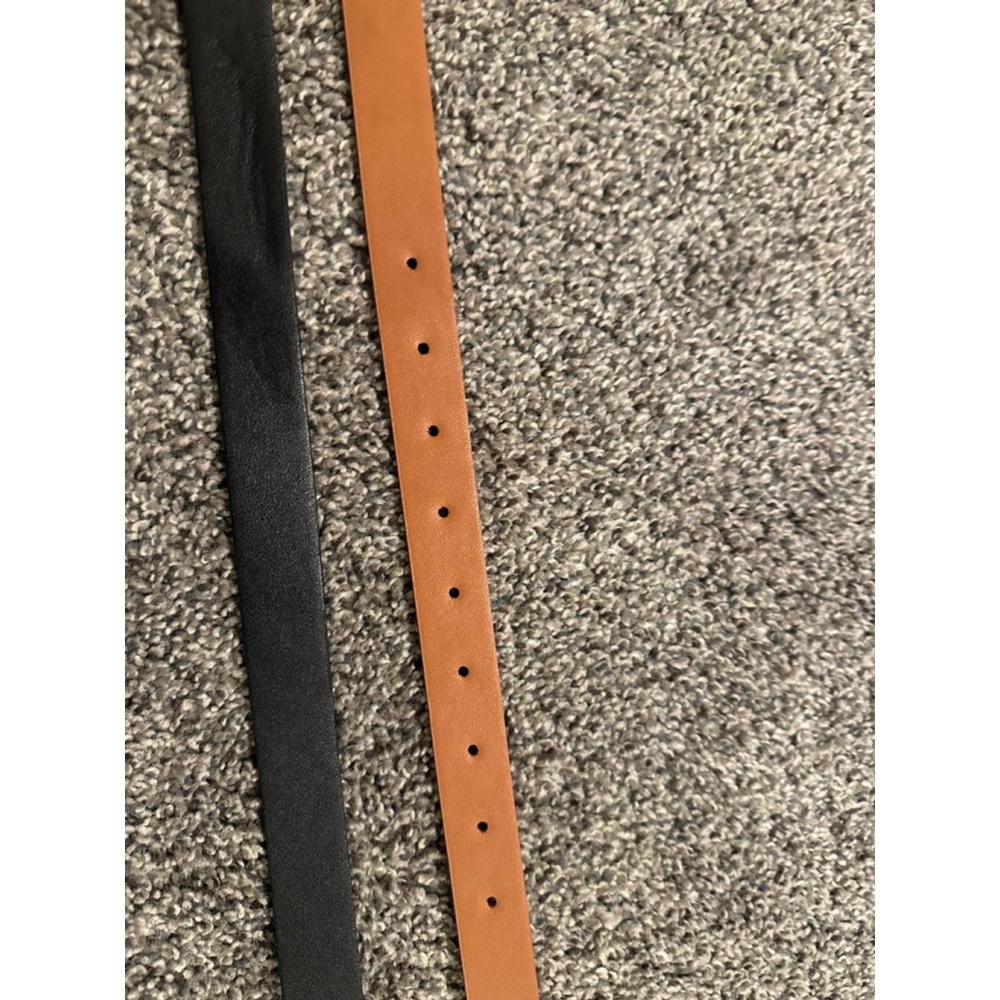Women's Belts One Size Black Brown Gold Buckle Set of 2 - Picture 6 of 7